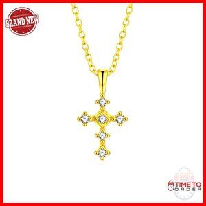 14k Gold Cross Necklace Petite Crucifix Pendant Minimalist Design